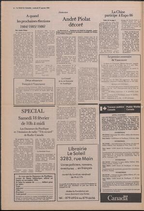 Le Soleil de Colombie, January 27, 1984, page 8