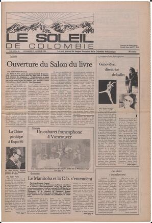 Le Soleil de Colombie, January 27, 1984, page 1