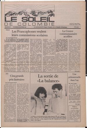 Le Soleil de Colombie, January 20, 1984, page 1