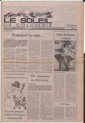 Le Soleil de Colombie, December 23, 1983, page 1