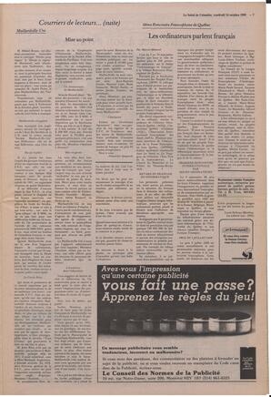 Le Soleil de Colombie, October 14, 1983, page 7