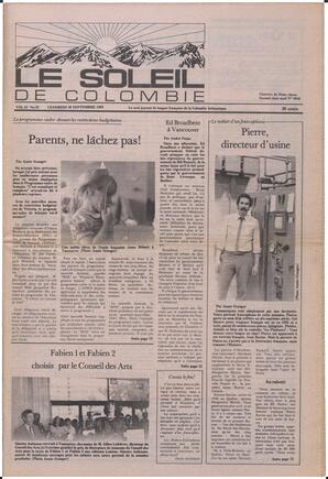 Le Soleil de Colombie, September 30, 1983, page 1