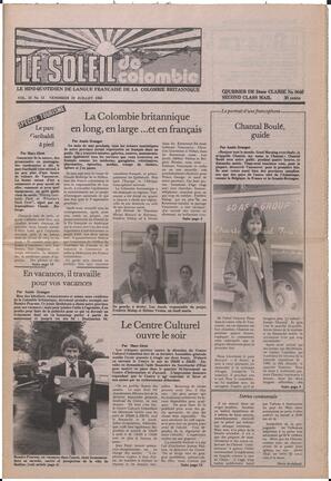 Le Soleil de Colombie, July 22, 1983, page 1