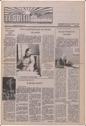 Le Soleil de Colombie, July 15, 1983, page 1