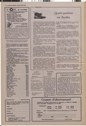 Le Soleil de Colombie, July 8, 1983, page 2