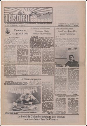 Le Soleil de Colombie, July 1, 1983, page 1