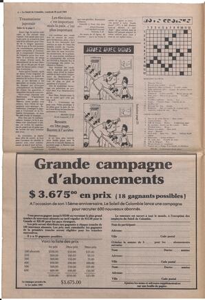 Le Soleil de Colombie, April 29, 1983, page 4