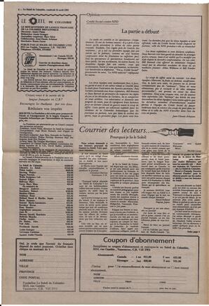 Le Soleil de Colombie, April 15, 1983, page 2