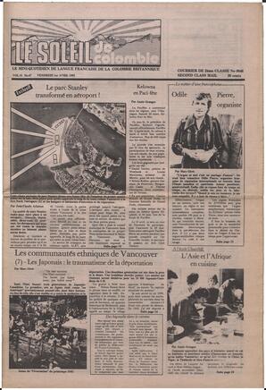 Le Soleil de Colombie, April 1, 1983, page 1