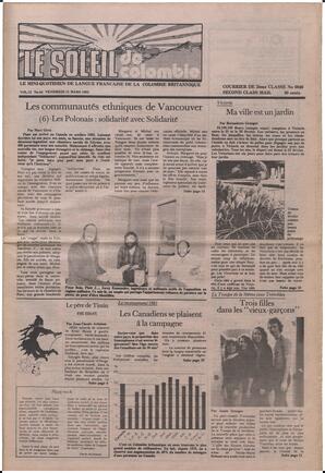 Le Soleil de Colombie, March 11, 1983, page 1
