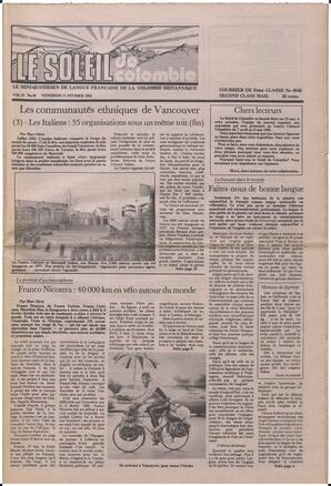 Le Soleil de Colombie, February 11, 1983, page 1