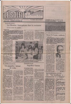 Le Soleil de Colombie, December 10, 1982, page 1