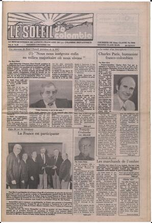 Le Soleil de Colombie, December 3, 1982, page 1