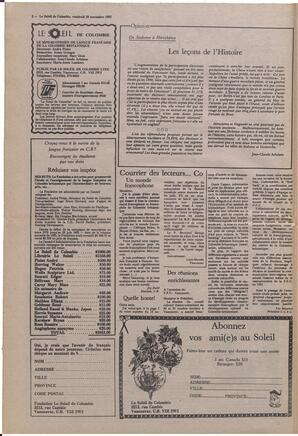 Le Soleil de Colombie, November 26, 1982, page 2
