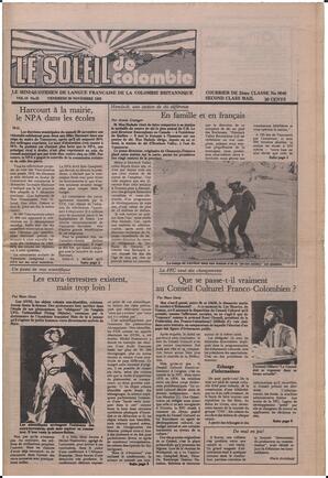 Le Soleil de Colombie, November 26, 1982, page 1