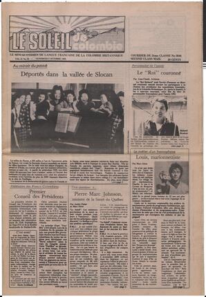 Le Soleil de Colombie, October 8, 1982, page 1