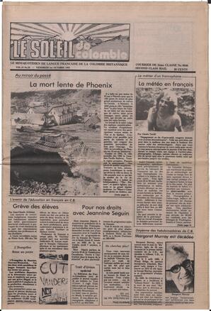 Le Soleil de Colombie, October 1, 1982, page 1
