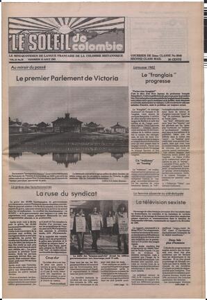 Le Soleil de Colombie, August 13, 1982, page 1