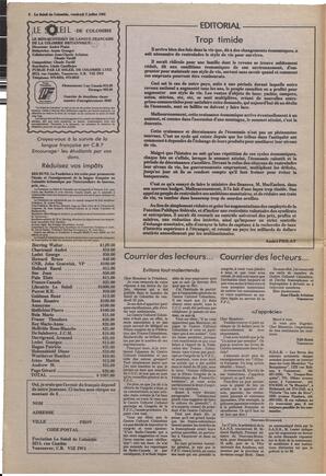 Le Soleil de Colombie, July 2, 1982, page 2