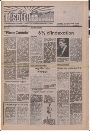 Le Soleil de Colombie, July 2, 1982, page 1