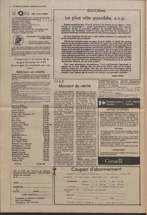 Le Soleil de Colombie, April 23, 1982, page 2