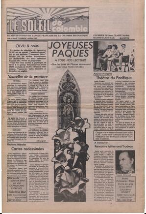 Le Soleil de Colombie, April 9, 1982, page 1