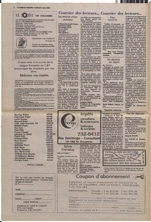 Le Soleil de Colombie, March 5, 1982, page 2