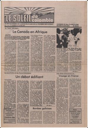 Le Soleil de Colombie, January 22, 1982, page 1