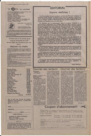 Le Soleil de Colombie, January 15, 1982, page 2