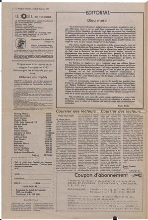 Le Soleil de Colombie, January 8, 1982, page 2