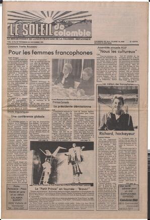 Le Soleil de Colombie, November 20, 1981, page 1