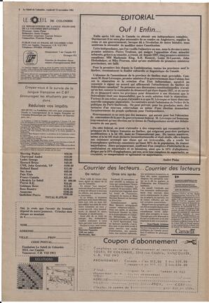 Le Soleil de Colombie, November 13, 1981, page 2