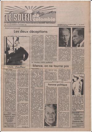 Le Soleil de Colombie, November 13, 1981, page 1