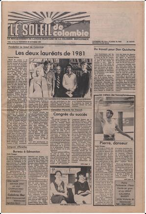 Le Soleil de Colombie, October 30, 1981, page 1