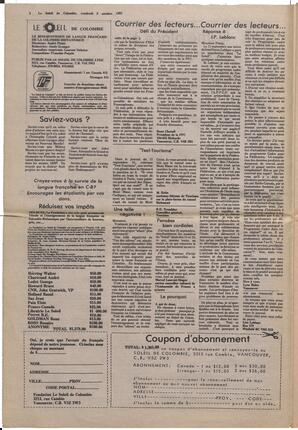 Le Soleil de Colombie, October 9, 1981, page 2