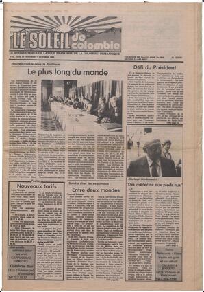 Le Soleil de Colombie, October 9, 1981, page 1