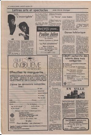 Le Soleil de Colombie, September 25, 1981, page 12