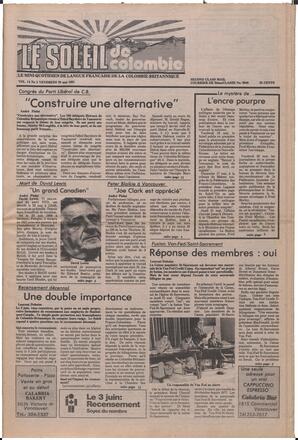 Le Soleil de Colombie, May 29, 1981, page 1