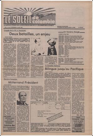 Le Soleil de Colombie, May 15, 1981, page 1