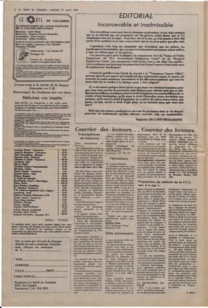 Le Soleil de Colombie, April 17, 1981, page 2