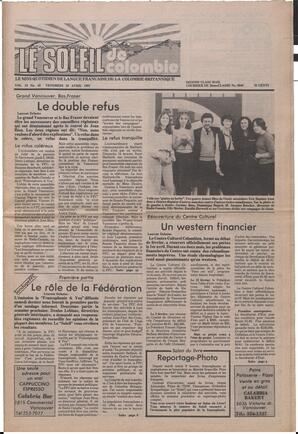 Le Soleil de Colombie, April 10, 1981, page 1