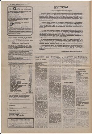 Le Soleil de Colombie, April 3, 1981, page 2