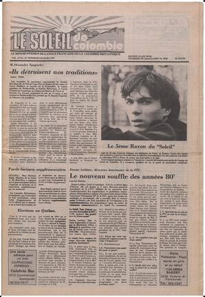 Le Soleil de Colombie, March 20, 1981, page 1