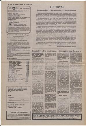 Le Soleil de Colombie, March 13, 1981, page 2