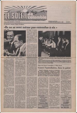 Le Soleil de Colombie, March 13, 1981, page 1