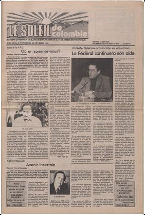 Le Soleil de Colombie, February 13, 1981, page 1