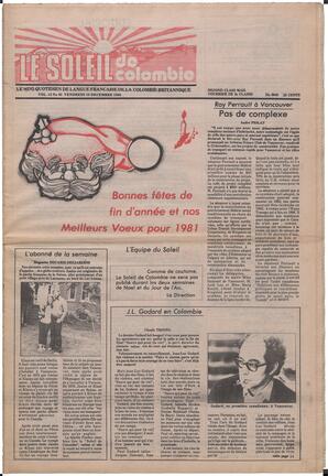 Le Soleil de Colombie, December 19, 1980, page 1