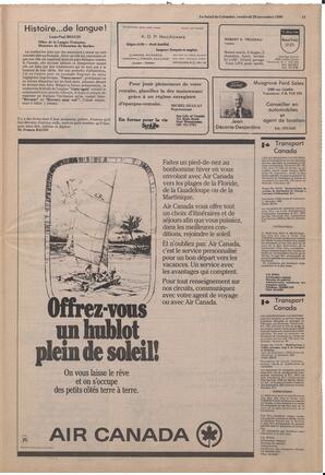 Le Soleil de Colombie, November 28, 1980, page 11