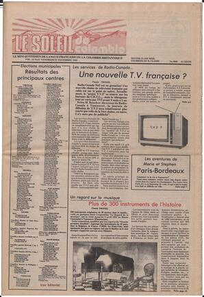 Le Soleil de Colombie, November 21, 1980, page 1