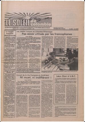 Le Soleil de Colombie, October 24, 1980, page 1